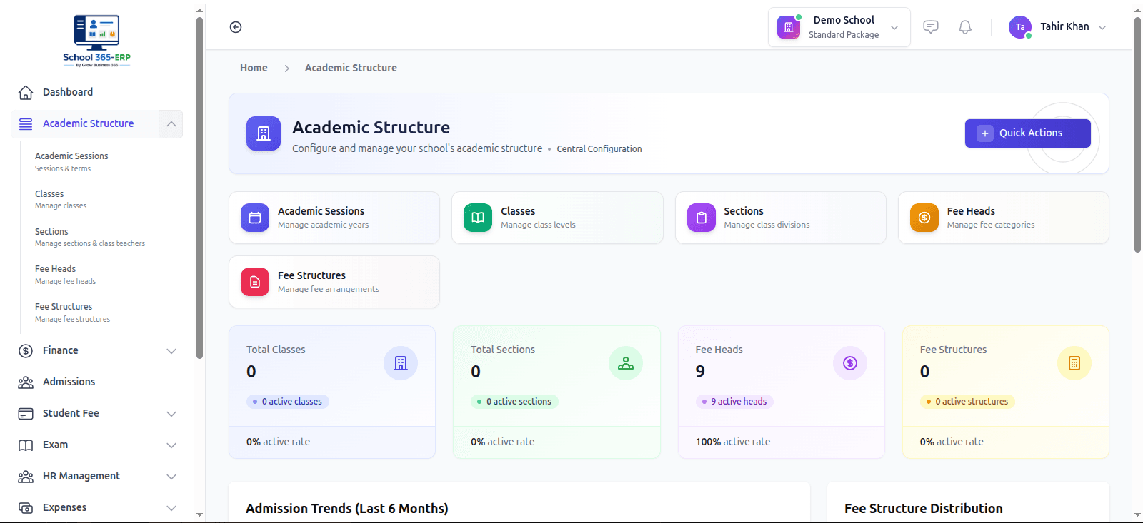 Admissions and Academic Setup module in School365