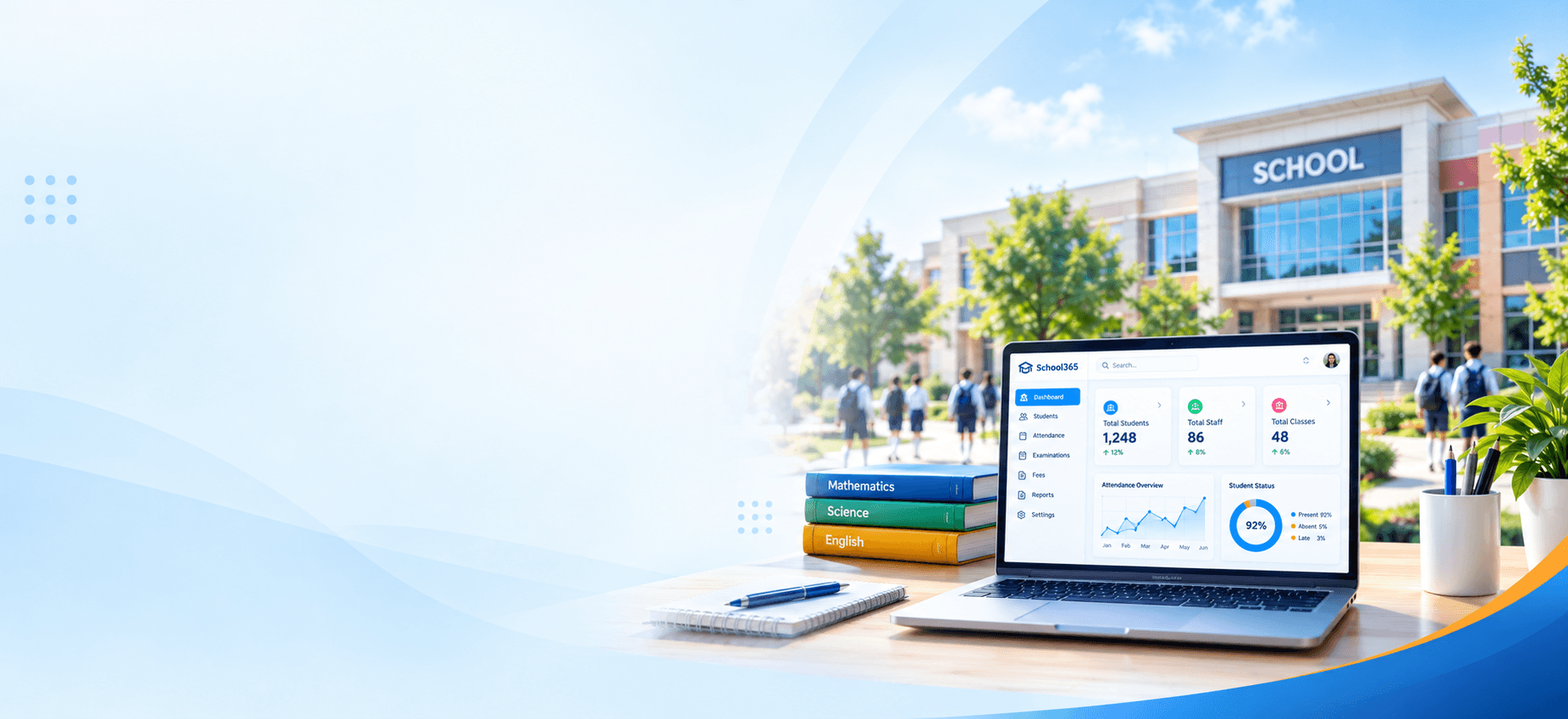 School365 school management software dashboard